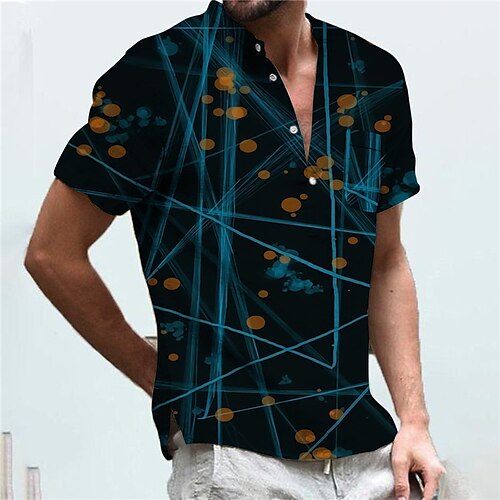 Men's Shirt Print Linear V Neck Street Casual Button-Down Print Short Sleeve Tops Casual Fashion Designer Breathable Blue
Men's Shirt Print Linear V Neck Street Casual Button-Down Print Short Sleeve Tops Casual Fashion Designer Breathable Blue