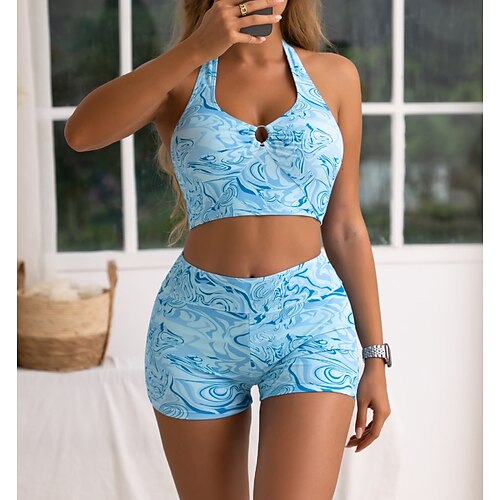 Women's Swimwear Bikini 2 Piece Normal Swimsuit High Waisted Print Light Blue Padded Strap Bathing Suits Sports Vacation Sexy / New
Women's Swimwear Bikini 2 Piece Normal Swimsuit High Waisted Print Light Blue Padded Strap Bathing Suits Sports Vacation Sexy / New