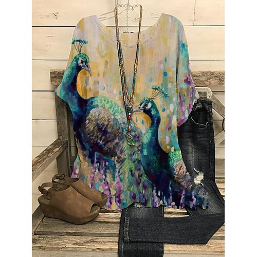 Women's Casual Weekend Blouse Henley Shirt Shirt Animal Short Sleeve Print Round Neck Casual Streetwear Tops Green Blue Pink S / 3D Print
Women's Casual Weekend Blouse Henley Shirt Shirt Animal Short Sleeve Print Round Neck Casual Streetwear Tops Green Blue Pink S / 3D Print