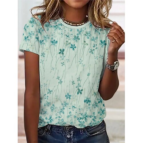 Women's Casual Daily Holiday T shirt Tee Flower Short Sleeve Patchwork Print Round Neck Basic Tops Green S / 3D Print
Women's Casual Daily Holiday T shirt Tee Flower Short Sleeve Patchwork Print Round Neck Basic Tops Green S / 3D Print