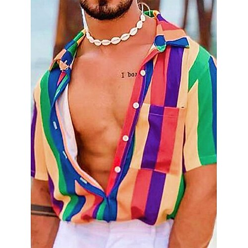 Men's Shirt 3D Print Striped Turndown Casual Daily Print Short Sleeve Tops Casual Exaggerated Red
Men's Shirt 3D Print Striped Turndown Casual Daily Print Short Sleeve Tops Casual Exaggerated Red
