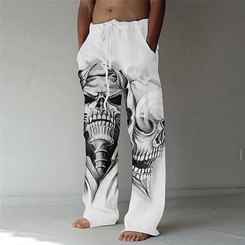 Men's Designer Fashion Straight Trousers 3D Print Elastic Drawstring Design Front Pocket Pants Casual Daily Graphic Prints Skull Comfort Soft Mid Waist White S M L XL XXL
Men's Designer Fashion Straight Trousers 3D Print Elastic Drawstring Design Front Pocket Pants Casual Daily Graphic Prints Skull Comfort Soft Mid Waist White S M L XL XXL