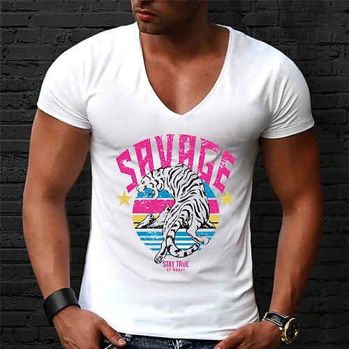 Men's Unisex T shirt Tee Hot Stamping Tiger Letter V Neck Street Casual Print Short Sleeve Tops Simple Basic Casual Designer White
Men's Unisex T shirt Tee Hot Stamping Tiger Letter V Neck Street Casual Print Short Sleeve Tops Simple Basic Casual Designer White