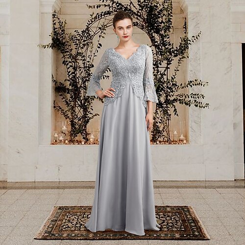 A-linje Kjole til brudens mor Plusstørrelse Elegant V-hals Gulvlengde Chiffon Blonder 3/4 ermer med Plissert Paljett Appliqué 2023
A-linje Kjole til brudens mor Plusstørrelse Elegant V-hals Gulvlengde Chiffon Blonder 3/4 ermer med Plissert Paljett Appliqué 2023