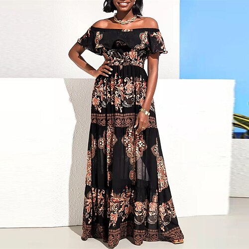 Damen Schaukelkleid Boho-Kleid kleid lang Schwarz Kurzarm Blumen Rüsche Frühling Sommer Schulterfrei Wochenende 2022 S M L XL XXL
Damen Schaukelkleid Boho-Kleid kleid lang Schwarz Kurzarm Blumen Rüsche Frühling Sommer Schulterfrei Wochenende 2022 S M L XL XXL