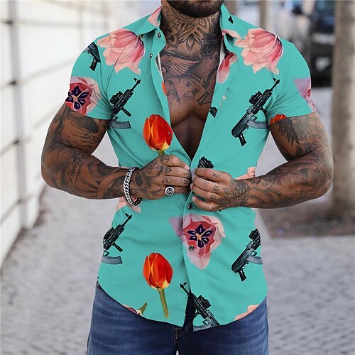 Men's Shirt Print Floral Turndown Street Casual Button-Down Print Short Sleeve Tops Casual Fashion Designer Breathable Blue
Men's Shirt Print Floral Turndown Street Casual Button-Down Print Short Sleeve Tops Casual Fashion Designer Breathable Blue