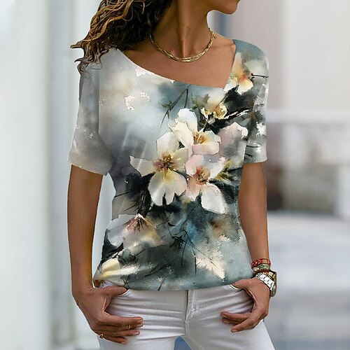 Women's Casual Holiday Weekend Floral Painting T shirt Tee Floral Short Sleeve Print V Neck Basic Tops Green S / 3D Print
Women's Casual Holiday Weekend Floral Painting T shirt Tee Floral Short Sleeve Print V Neck Basic Tops Green S / 3D Print