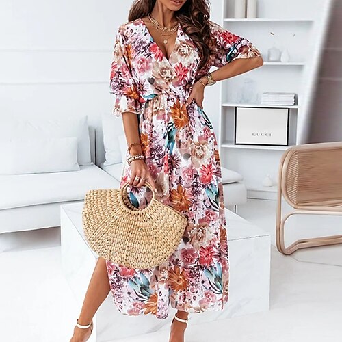 Women's Casual Dress Swing Dress Midi Dress Pink Red Half Sleeve Floral Split Fall Spring Autumn V Neck Weekend 2022 S M L XL XXL
Women's Casual Dress Swing Dress Midi Dress Pink Red Half Sleeve Floral Split Fall Spring Autumn V Neck Weekend 2022 S M L XL XXL