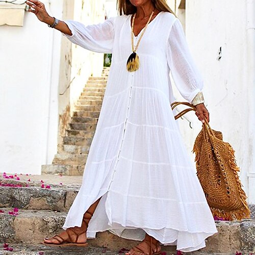 Women's Casual Dress Linen Dress Swing Dress Long Dress Maxi Dress Blue Yellow White Long Sleeve Pure Color Ruched Winter Fall Autumn V Neck Winter Dress Weekend Fall Dress Loose Fit 2022 S M L XL
Women's Casual Dress Linen Dress Swing Dress Long Dress Maxi Dress Blue Yellow White Long Sleeve Pure Color Ruched Winter Fall Autumn V Neck Winter Dress Weekend Fall Dress Loose Fit 2022 S M L XL