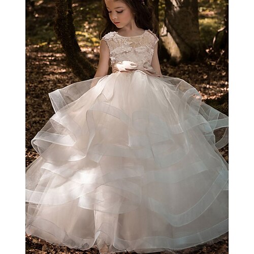 Wedding Party Ball Gown Flower Girl Dresses Jewel Neck Floor Length Tulle Spring Summer with Bow(s) Pure Color Cute Girls' Party Dress Fit 3-16 Years
Wedding Party Ball Gown Flower Girl Dresses Jewel Neck Floor Length Tulle Spring Summer with Bow(s) Pure Color Cute Girls' Party Dress Fit 3-16 Years