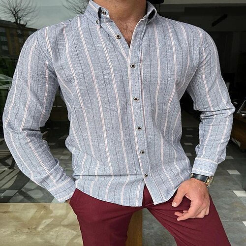 Men's Shirt Striped Turndown Street Casual Button-Down Long Sleeve Tops Casual Fashion Breathable Comfortable Dusty Blue
Men's Shirt Striped Turndown Street Casual Button-Down Long Sleeve Tops Casual Fashion Breathable Comfortable Dusty Blue