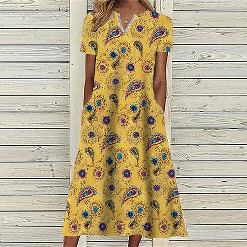 Women's A Line Dress Midi Dress Black Yellow Red Short Sleeve Floral Pocket Print Spring Summer V Neck Casual Vacation 2022 S M L XL XXL 3XL
Women's A Line Dress Midi Dress Black Yellow Red Short Sleeve Floral Pocket Print Spring Summer V Neck Casual Vacation 2022 S M L XL XXL 3XL