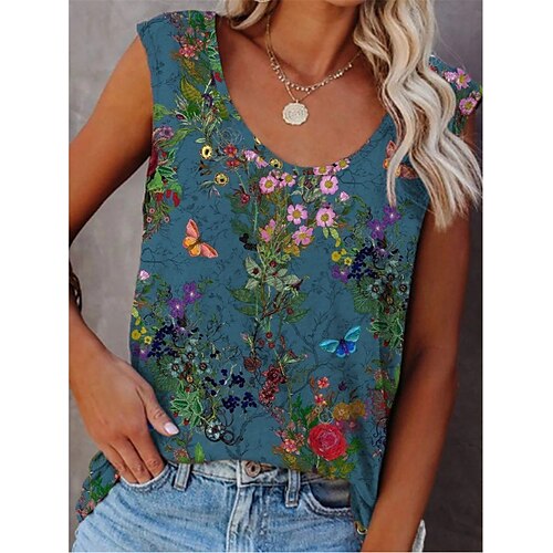 Women's Tank Top Camis Blue Floral Patchwork Print Sleeveless Casual Daily Casual Beach Round Neck Regular S / 3D Print
Women's Tank Top Camis Blue Floral Patchwork Print Sleeveless Casual Daily Casual Beach Round Neck Regular S / 3D Print