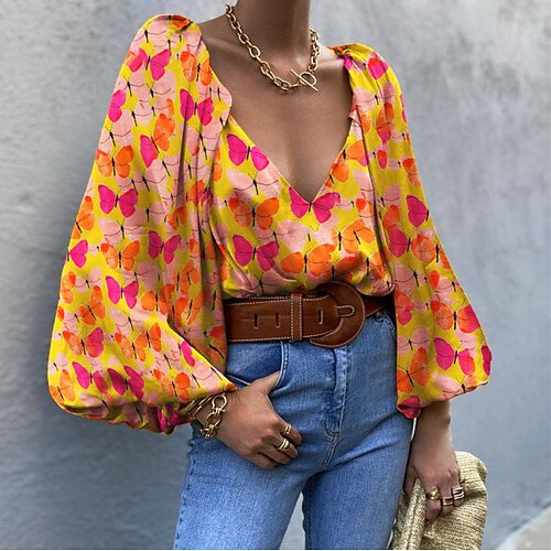 Women's Daily Weekend Butterfly Blouse Shirt Butterfly Long Sleeve Print V Neck Casual Streetwear Hawaiian Tops Lantern Sleeve Orange S / 3D Print
Women's Daily Weekend Butterfly Blouse Shirt Butterfly Long Sleeve Print V Neck Casual Streetwear Hawaiian Tops Lantern Sleeve Orange S / 3D Print
