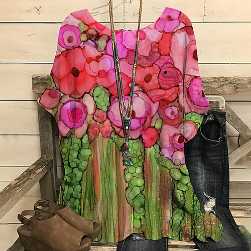 Women's Plus Size Curve Tops Blouse Floral Print Short Sleeve Round Neck Streetwear Festival Daily Sports Polyester Spring Summer Blue Gray
Women's Plus Size Curve Tops Blouse Floral Print Short Sleeve Round Neck Streetwear Festival Daily Sports Polyester Spring Summer Blue Gray