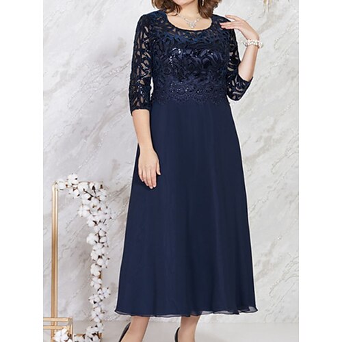 Women's Plus Size Holiday Dress Print Crew Neck Print 3/4 Length Sleeve Fall Spring Basic Casual Midi Dress Daily Weekend Dress / Cotton
Women's Plus Size Holiday Dress Print Crew Neck Print 3/4 Length Sleeve Fall Spring Basic Casual Midi Dress Daily Weekend Dress / Cotton