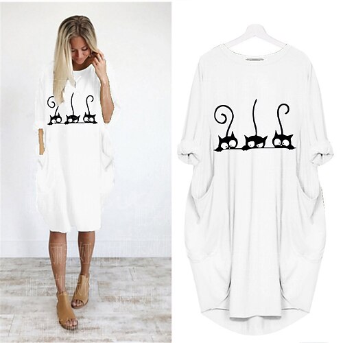 Women's T Shirt Dress Tee Dress Midi Dress Black Purple Pink Half Sleeve Print Fall Spring Autumn Crew Neck 2022 S M L XL XXL 3XL 4XL 5XL
Women's T Shirt Dress Tee Dress Midi Dress Black Purple Pink Half Sleeve Print Fall Spring Autumn Crew Neck 2022 S M L XL XXL 3XL 4XL 5XL