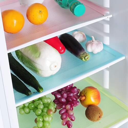 

4pcs/Set New Refrigerator Waterproof Pad Antibacterial Antifouling Mildew Moisture Can Be Cut Washed Pad Fridge Mats Cabinet Mat