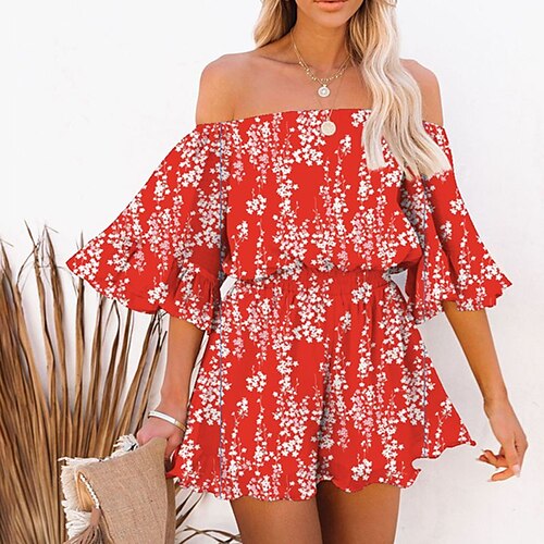 Mujer Mono Volante Estampado Floral Hombros Caídos Casual Calle Diario Ajuste regular Media Manga Amarillo Rojo Azul Marino S M L Primavera
Mujer Mono Volante Estampado Floral Hombros Caídos Casual Calle Diario Ajuste regular Media Manga Amarillo Rojo Azul Marino S M L Primavera