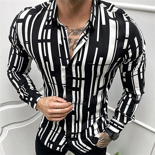 Men's Shirt Striped Turndown Street Casual Button-Down Long Sleeve Tops Casual Fashion Breathable Comfortable Black
Men's Shirt Striped Turndown Street Casual Button-Down Long Sleeve Tops Casual Fashion Breathable Comfortable Black