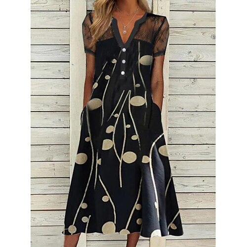 Dame Uformell kjole Midikjole Svart Kortermet Polkadotter Blonde Vår Sommer V-hals Fritid 2023 S M L XL XXL 3XL
Dame Uformell kjole Midikjole Svart Kortermet Polkadotter Blonde Vår Sommer V-hals Fritid 2023 S M L XL XXL 3XL