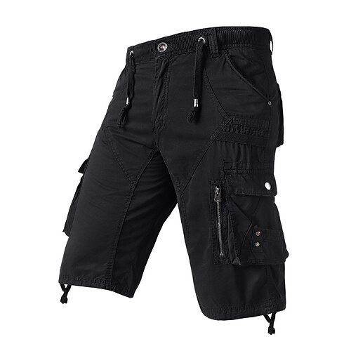 

Men's Cargo Shorts Capri shorts Elastic Waist Multi Pocket Multiple Pockets Solid Color Comfort Breathable Calf-Length Casual Daily 100% Cotton Fashion Streetwear ArmyGreen Black