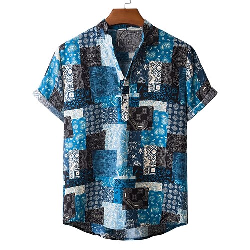 Men's Dress Shirt Casual Shirt T shirt Shirt Print Oil Painting Geometry Letter Round Neck Casual Daily Print Short Sleeve Tops Ethnic Style Retro Tropical Nostalgic Blue / White
Men's Dress Shirt Casual Shirt T shirt Shirt Print Oil Painting Geometry Letter Round Neck Casual Daily Print Short Sleeve Tops Ethnic Style Retro Tropical Nostalgic Blue / White