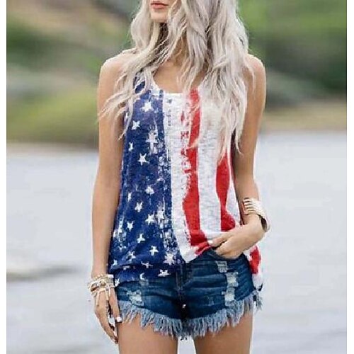 New Summer Patriotic Flag Print Sleeveless Casual Female American Flag Star Print Sleeveless T-Shirt
New Summer Patriotic Flag Print Sleeveless Casual Female American Flag Star Print Sleeveless T-Shirt
