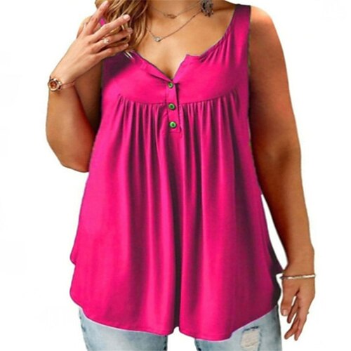 Women's Plus Size Tops T shirt Tee Plain Ruched Button Sleeveless Round Neck Sexy Streetwear Daily Vacation Polyester Spring Summer Green Blue
Women's Plus Size Tops T shirt Tee Plain Ruched Button Sleeveless Round Neck Sexy Streetwear Daily Vacation Polyester Spring Summer Green Blue