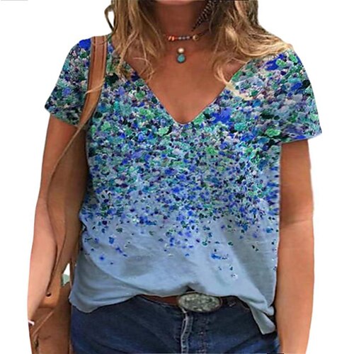 Women's Plus Size Tops T shirt Tee Floral Print Short Sleeve V Neck Streetwear Daily Vacation Polyester Spring Summer Green White
Women's Plus Size Tops T shirt Tee Floral Print Short Sleeve V Neck Streetwear Daily Vacation Polyester Spring Summer Green White