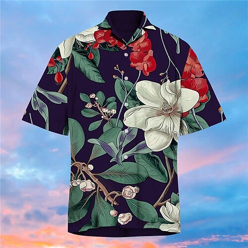 Men's Shirt Print Floral Turndown Street Casual Button-Down Print Short Sleeve Tops Casual Fashion Designer Hawaiian Navy Blue
Men's Shirt Print Floral Turndown Street Casual Button-Down Print Short Sleeve Tops Casual Fashion Designer Hawaiian Navy Blue