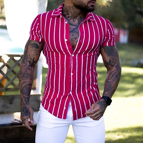 Men's Shirt Striped Turndown Pink Hot Stamping Outdoor Street Short Sleeve Button-Down Print Clothing Apparel Cotton Fashion Casual Breathable Comfortable / Summer / Summer
Men's Shirt Striped Turndown Pink Hot Stamping Outdoor Street Short Sleeve Button-Down Print Clothing Apparel Cotton Fashion Casual Breathable Comfortable / Summer / Summer
