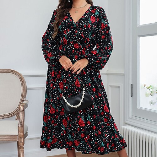 Women's Plus Size Casual Dress Floral V Neck Print Long Sleeve Winter Fall Casual Maxi long Dress Daily Date Dress
Women's Plus Size Casual Dress Floral V Neck Print Long Sleeve Winter Fall Casual Maxi long Dress Daily Date Dress