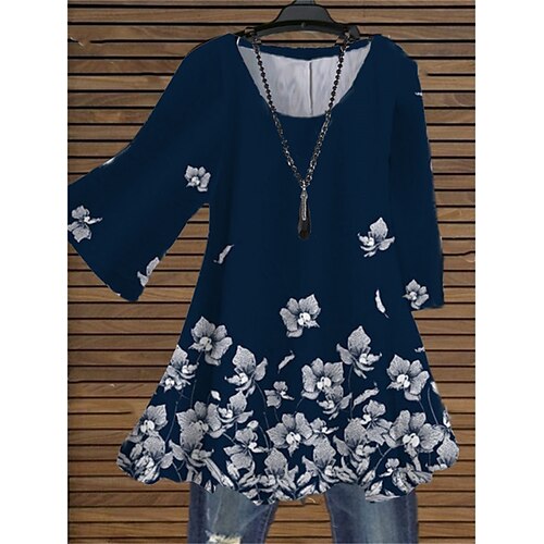 Women's Plus Size Tops Blouse Shirt Floral Print 3/4 Length Sleeve Crewneck Streetwear Daily Holiday Cotton Spandex Jersey Spring Summer Yellow Navy Blue
Women's Plus Size Tops Blouse Shirt Floral Print 3/4 Length Sleeve Crewneck Streetwear Daily Holiday Cotton Spandex Jersey Spring Summer Yellow Navy Blue
