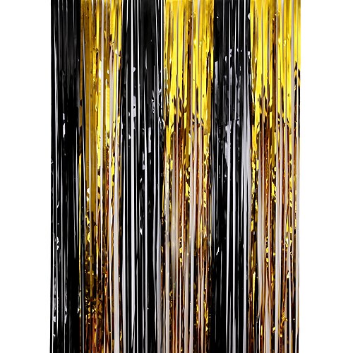 

Gold Metallic Tinsel Foil Fringe Curtains,3.28ft x 6.5ft Gold Photo Booth Backdrop Streamer,Photo Booth Props,for Party Door Wall Curtains Bachelorette Birthday, Christmas,,New Year Decorations