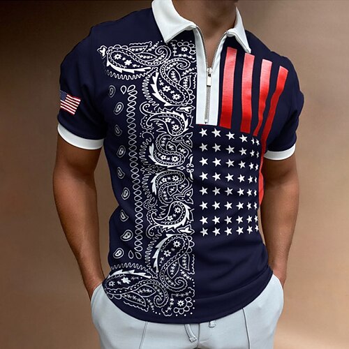 Men's Collar Polo Shirt Golf Shirt National Flag Turndown Navy Blue Street Casual Short Sleeve Zipper Clothing Apparel Fashion Casual Comfortable
Men's Collar Polo Shirt Golf Shirt National Flag Turndown Navy Blue Street Casual Short Sleeve Zipper Clothing Apparel Fashion Casual Comfortable