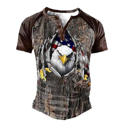 Men's Henley Shirt Tee T shirt Tee 3D Print Graphic Eagle Plus Size Henley Daily Sports Patchwork Button-Down Short Sleeve Tops Basic Casual Classic Designer Brown
Men's Henley Shirt Tee T shirt Tee 3D Print Graphic Eagle Plus Size Henley Daily Sports Patchwork Button-Down Short Sleeve Tops Basic Casual Classic Designer Brown