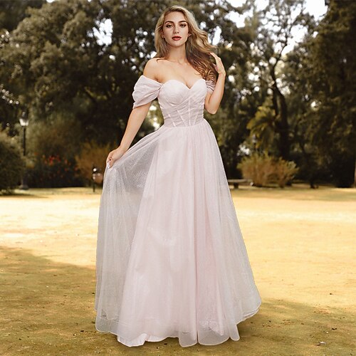 A-Line Prom Dresses Corsets Dress Engagement Floor Length Short Sleeve Off Shoulder Tulle with Pleats Pure Color 2022
A-Line Prom Dresses Corsets Dress Engagement Floor Length Short Sleeve Off Shoulder Tulle with Pleats Pure Color 2022