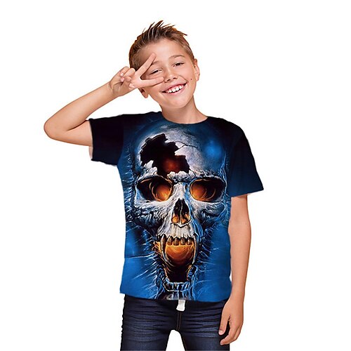 Kids Boys Halloween T shirt Skull Outdoor 3D Print Short Sleeve Crewneck Active 3-12 Years Spring Blue
Kids Boys Halloween T shirt Skull Outdoor 3D Print Short Sleeve Crewneck Active 3-12 Years Spring Blue