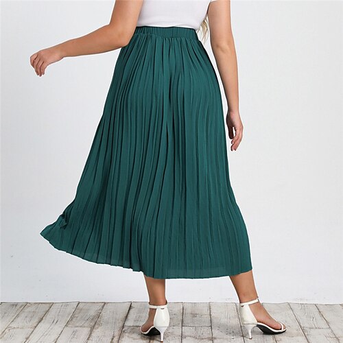 Women's Plus Size Skirt Pleated Solid Color Casual Casual Daily High Full Length Fall Spring Green L XL XXL 3XL 4XL
Women's Plus Size Skirt Pleated Solid Color Casual Casual Daily High Full Length Fall Spring Green L XL XXL 3XL 4XL