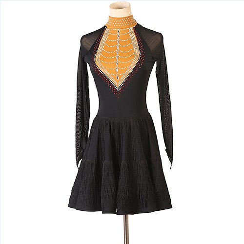 Latin Dance Dress Tassel Crystals / Rhinestones Women's Training Performance Long Sleeve Chinlon
Latin Dance Dress Tassel Crystals / Rhinestones Women's Training Performance Long Sleeve Chinlon