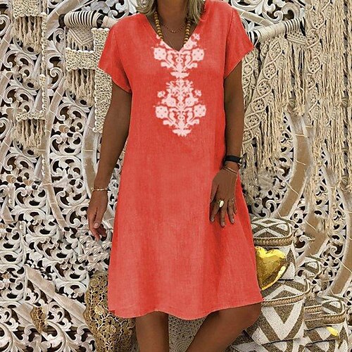 Women's Shift Dress Midi Dress Yellow Wine Khaki Short Sleeve Floral Print Spring Summer Crew Neck Loose Fit 2022 S M L XL XXL 3XL 4XL 5XL
Women's Shift Dress Midi Dress Yellow Wine Khaki Short Sleeve Floral Print Spring Summer Crew Neck Loose Fit 2022 S M L XL XXL 3XL 4XL 5XL