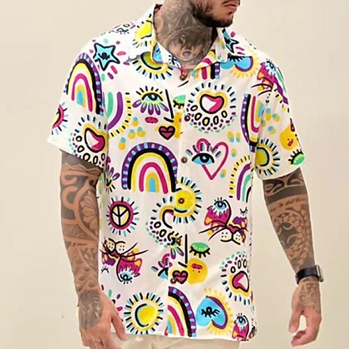 Men's Shirt Graphic Shirt Cartoon Turndown Rainbow Street Casual Short Sleeve Button-Down Clothing Apparel Fashion Designer Casual Comfortable
Men's Shirt Graphic Shirt Cartoon Turndown Rainbow Street Casual Short Sleeve Button-Down Clothing Apparel Fashion Designer Casual Comfortable