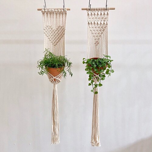 

Hand-woven Hanging Basket Hook Bohemian Tapestry Hotel Living Room Bedroom Gardening Decoration Net Pocket Aerial Pendant