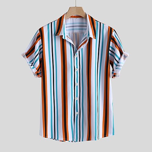 Men's Shirt Striped Turndown Party Casual Button-Down Short Sleeve Tops Casual Streetwear Blue Yellow Orange
Men's Shirt Striped Turndown Party Casual Button-Down Short Sleeve Tops Casual Streetwear Blue Yellow Orange