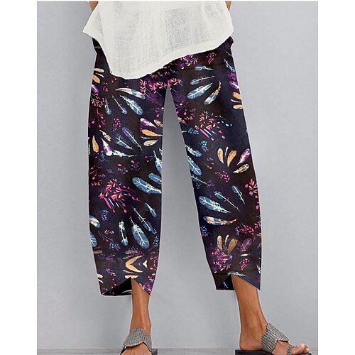 Women's Chinos Pants Trousers Faux Linen Blue Black Mid Waist Casual / Sporty Athleisure Casual Weekend Print Micro-elastic Ankle-Length Comfort Feather S M L XL XXL / Loose Fit
Women's Chinos Pants Trousers Faux Linen Blue Black Mid Waist Casual / Sporty Athleisure Casual Weekend Print Micro-elastic Ankle-Length Comfort Feather S M L XL XXL / Loose Fit