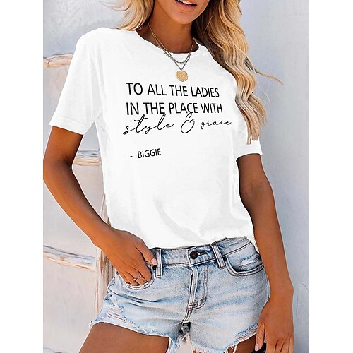 Women's Casual Weekend Painting T shirt Tee Text Short Sleeve Print Round Neck Basic Tops Green White Black S
Women's Casual Weekend Painting T shirt Tee Text Short Sleeve Print Round Neck Basic Tops Green White Black S