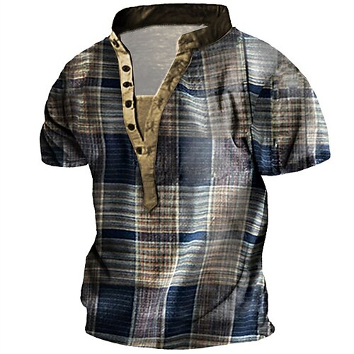 Men's Henley Shirt Tee T shirt Tee 3D Print Graphic Tartan Plus Size Stand Collar Daily Sports Button-Down Print Short Sleeve Tops Basic Casual Designer Big and Tall Green Blue Red / Summer
Men's Henley Shirt Tee T shirt Tee 3D Print Graphic Tartan Plus Size Stand Collar Daily Sports Button-Down Print Short Sleeve Tops Basic Casual Designer Big and Tall Green Blue Red / Summer