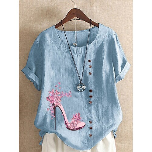 Women's Blouse Henley Shirt Shirt Floral Print Round Neck Tops Green White Blue
Women's Blouse Henley Shirt Shirt Floral Print Round Neck Tops Green White Blue