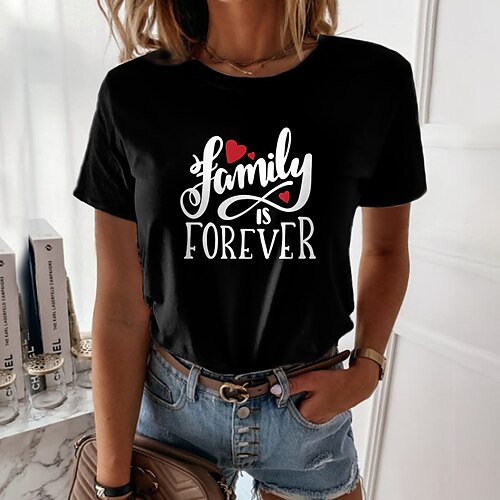 Women's Floral Theme Painting T shirt Heart Text Print Round Neck Basic Tops White Black
Women's Floral Theme Painting T shirt Heart Text Print Round Neck Basic Tops White Black